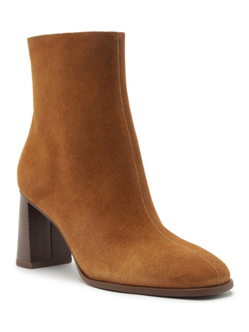 Arezzo Regina Leather Block Heel Booties Warm Caramel Size 8.5 B NWT